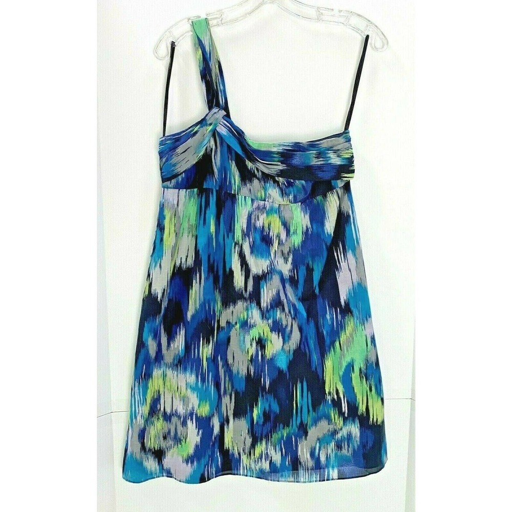 LOFT One Shoulder Sundress 4P Blue & Black Mini